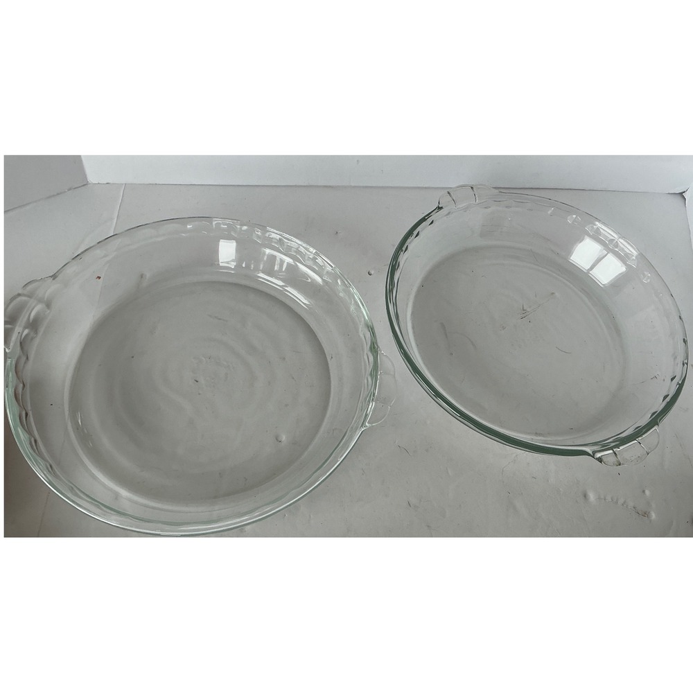 Pyrex‎ Vintage Glass Pie Plate Set of 2 Clear Baking Dish 9 Inch Kitchenware